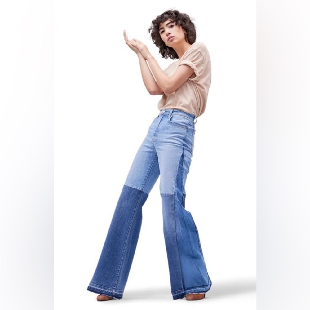 Vintage Boho Style- Lee Two-Tone Patchwork Flared Jeans